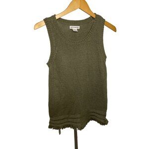 Artisan NY Olive Green Sleeveless Knit Raw Hem Tunic Sweater Sz S